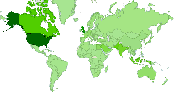 World map of visitors to the
